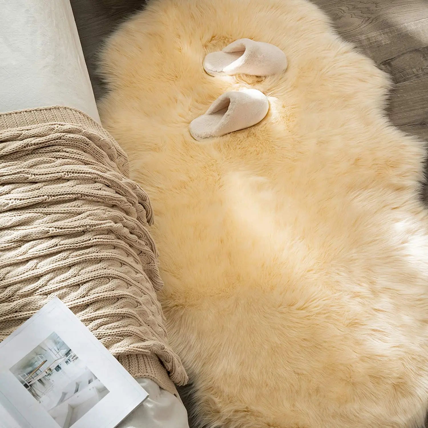 Soft Sheepskin Bedroom Carpet Imitation Wool Pad Long Hair