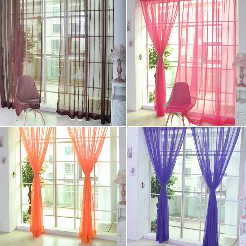 Tulle Curtains The Kitchen Living Room Solid Sheer Curtains in USA.