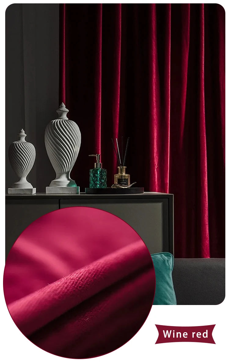 Solid Color Velvet Curtains Living Room Bedroom Blackout in USA