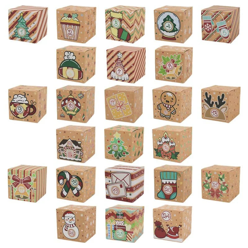 24pcs Christmas Advent Calendar Boxes DIY Paper Boxes For 24 Days Adve