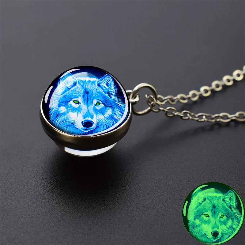 Glow Dark Wolf Necklaces Howling Wolf Head in USA