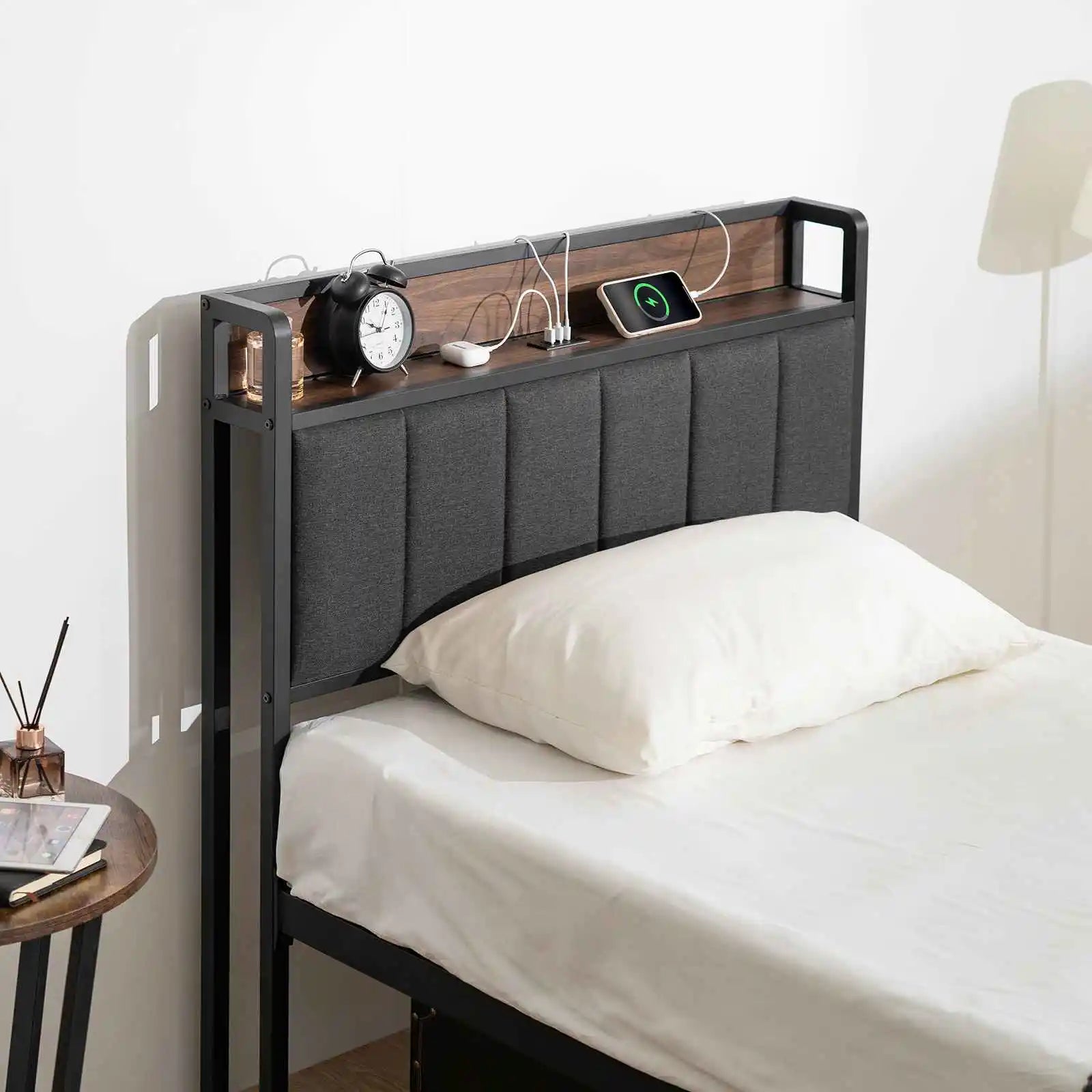 Full Bed Frame Charging Station No Springs Required Easy IN USA.