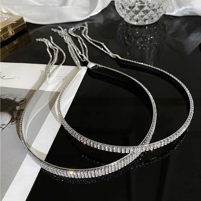 Luxury Rhinestone Hairbands Women Long Tassel in USA