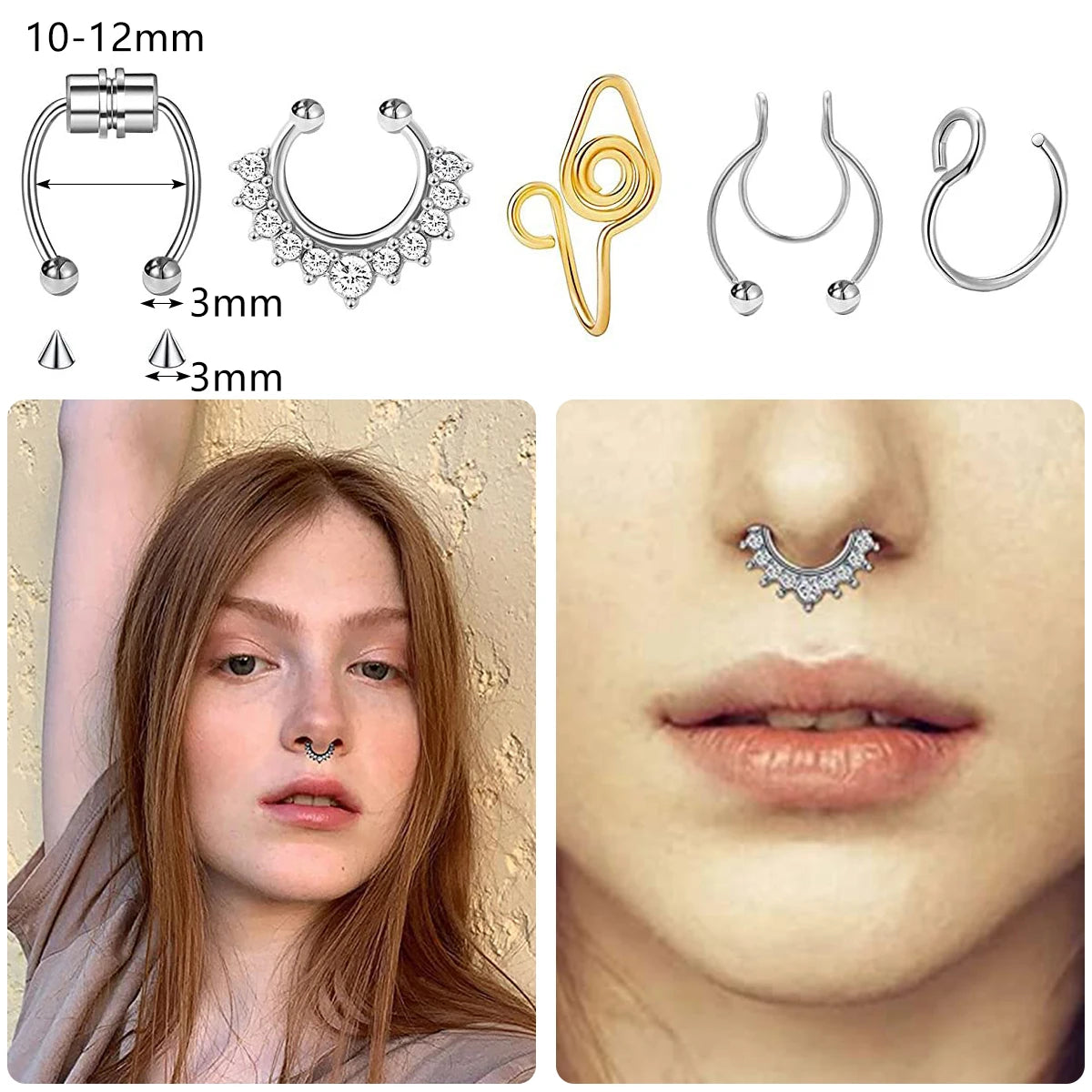 Fake Septum Nose Rings Hoop Women Girls Stainless in USA