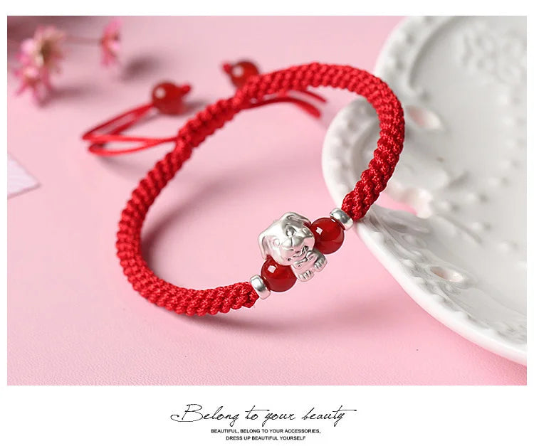 Sterling Silver Red Rope for Women and Men Korean Version in USA.