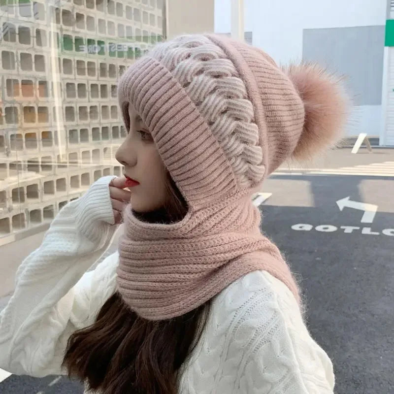 New Super Cute Warm Winter Scarf Hat Gloves Fleece Thickened in USA