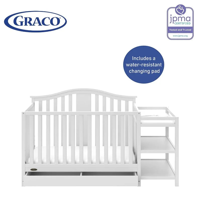 Convertible Crib Changer with Drawer (White) in USA