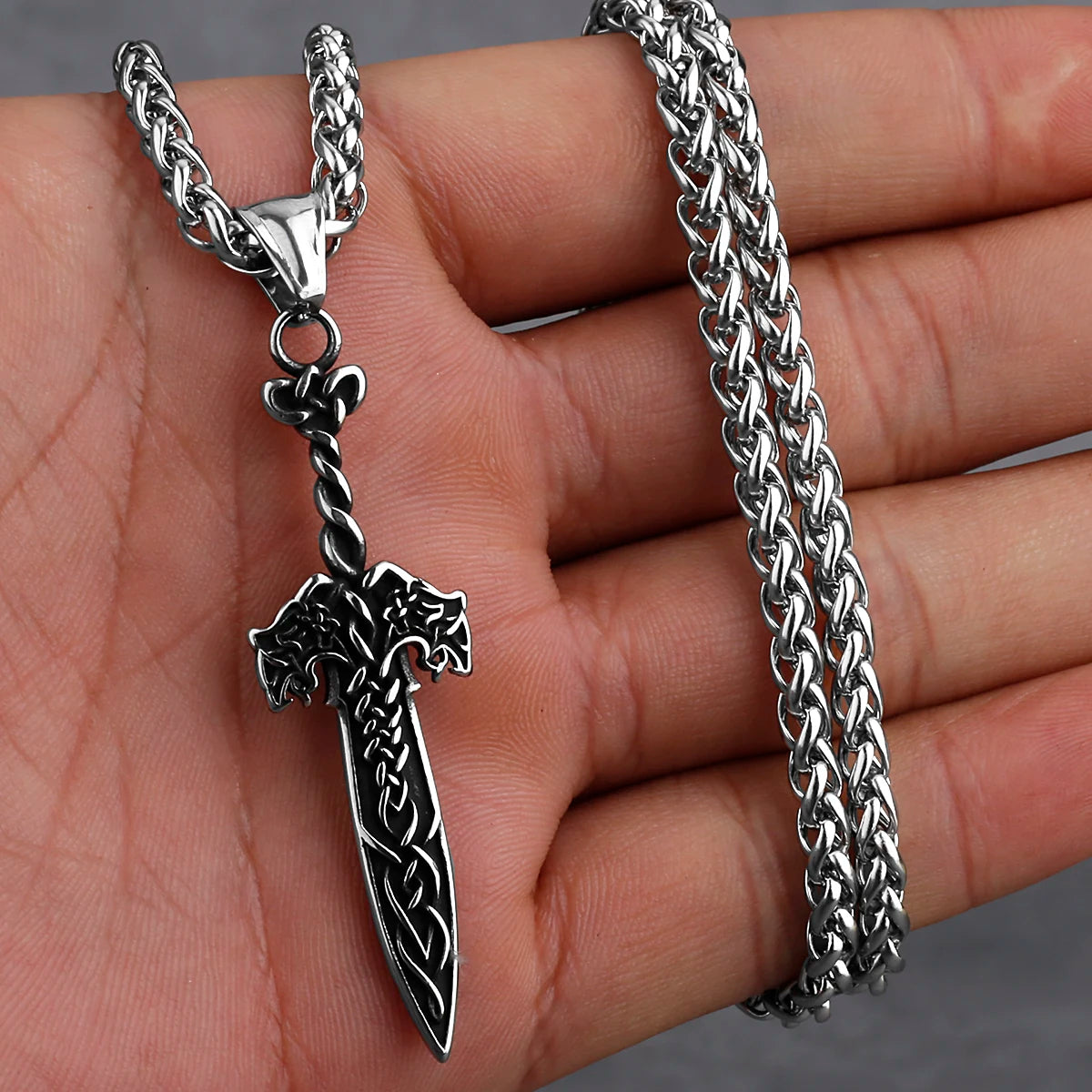 Stainless Steel Viking Axe Pendant Necklace Men's Celtic Valknut in USA