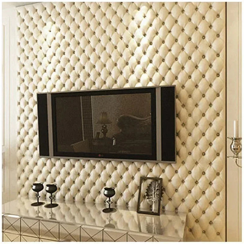 Luxury European-Style 3D Imitation Leather Soft Wallpaper TV in USA.