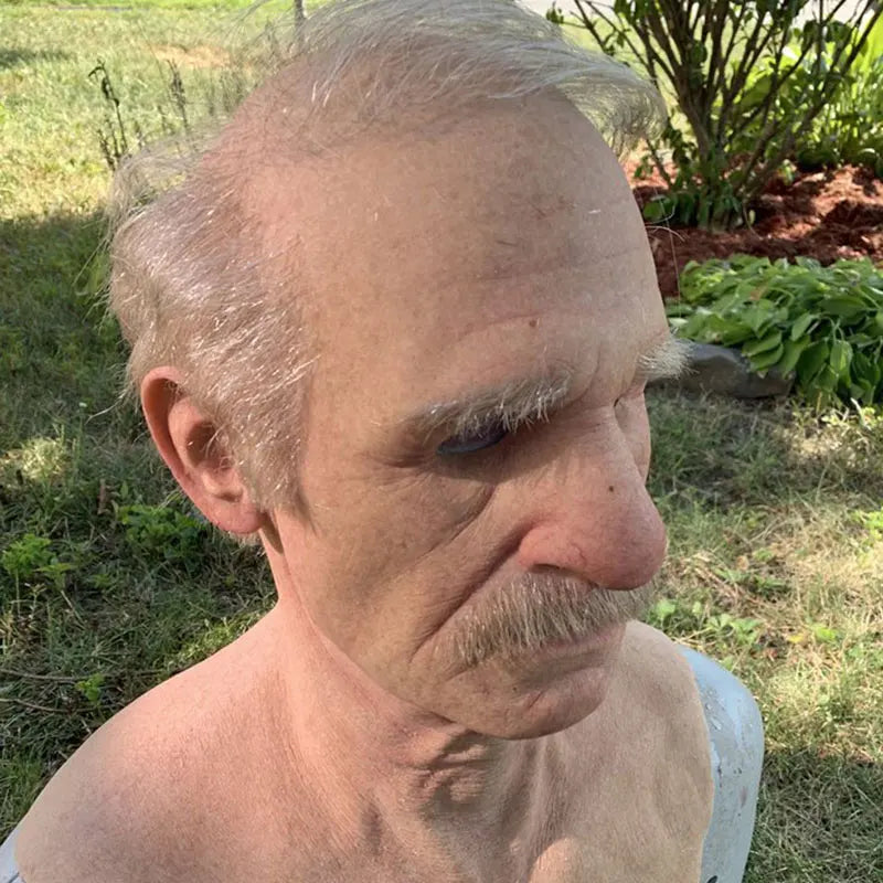 Old Man Mask Halloween Wrinkle Full Head Mask in USA