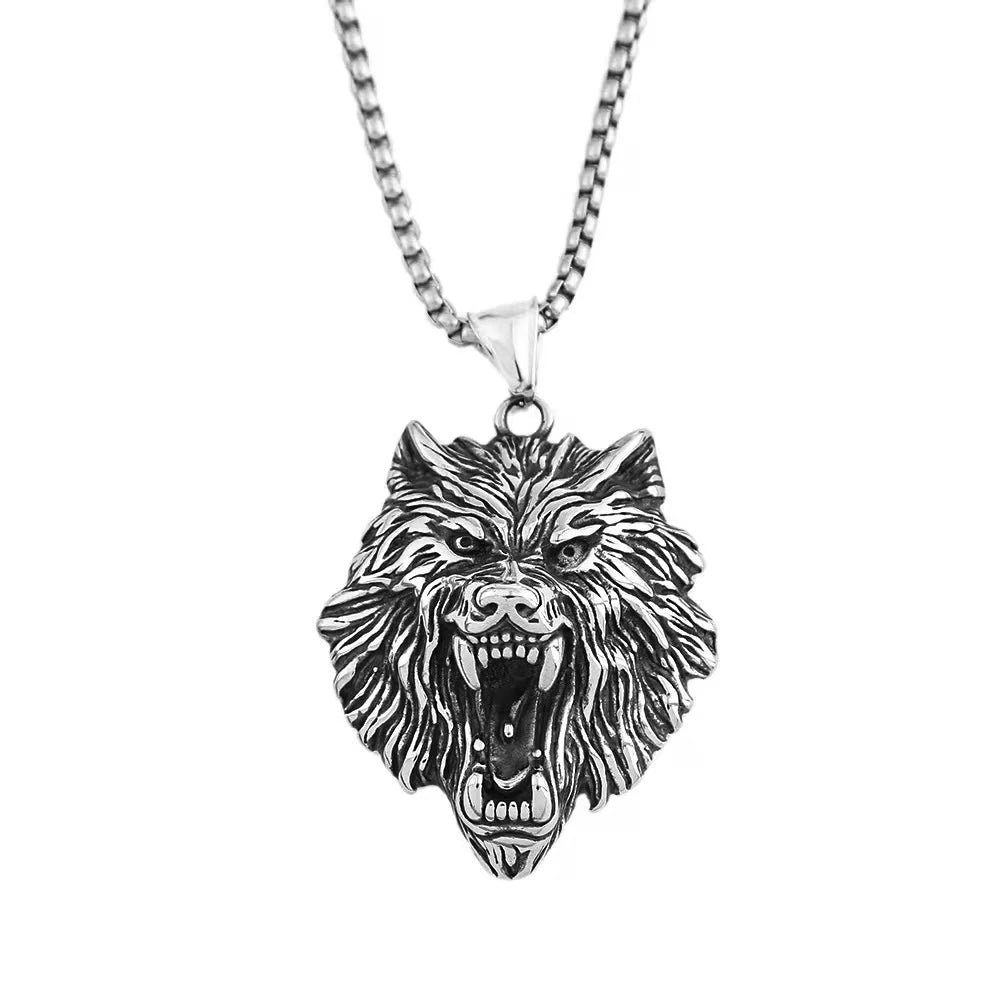 Vintage Nordic Mythology Odin Wolf Pendant Necklace in USA