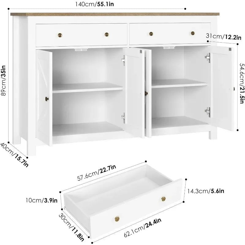 Black Sideboard Buffet Cabinet Storage, Large Buffet IN USA.