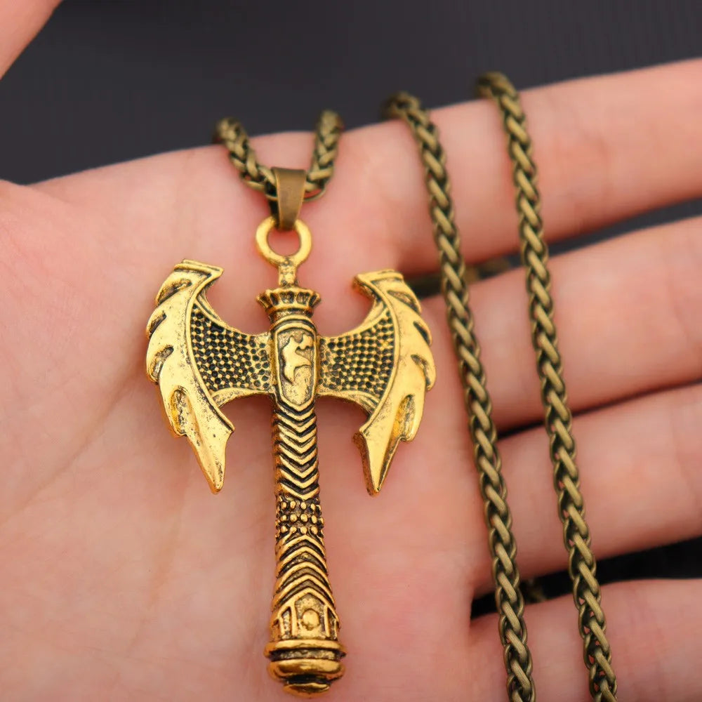 Prairie Wolf Double Sided Viking Tomahawk Pendant Necklace in USA