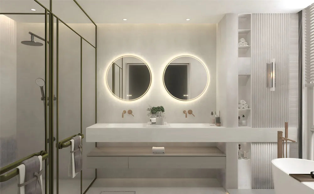 LUVODI Intelligent Illuminate Big Round Mirror Bathroom