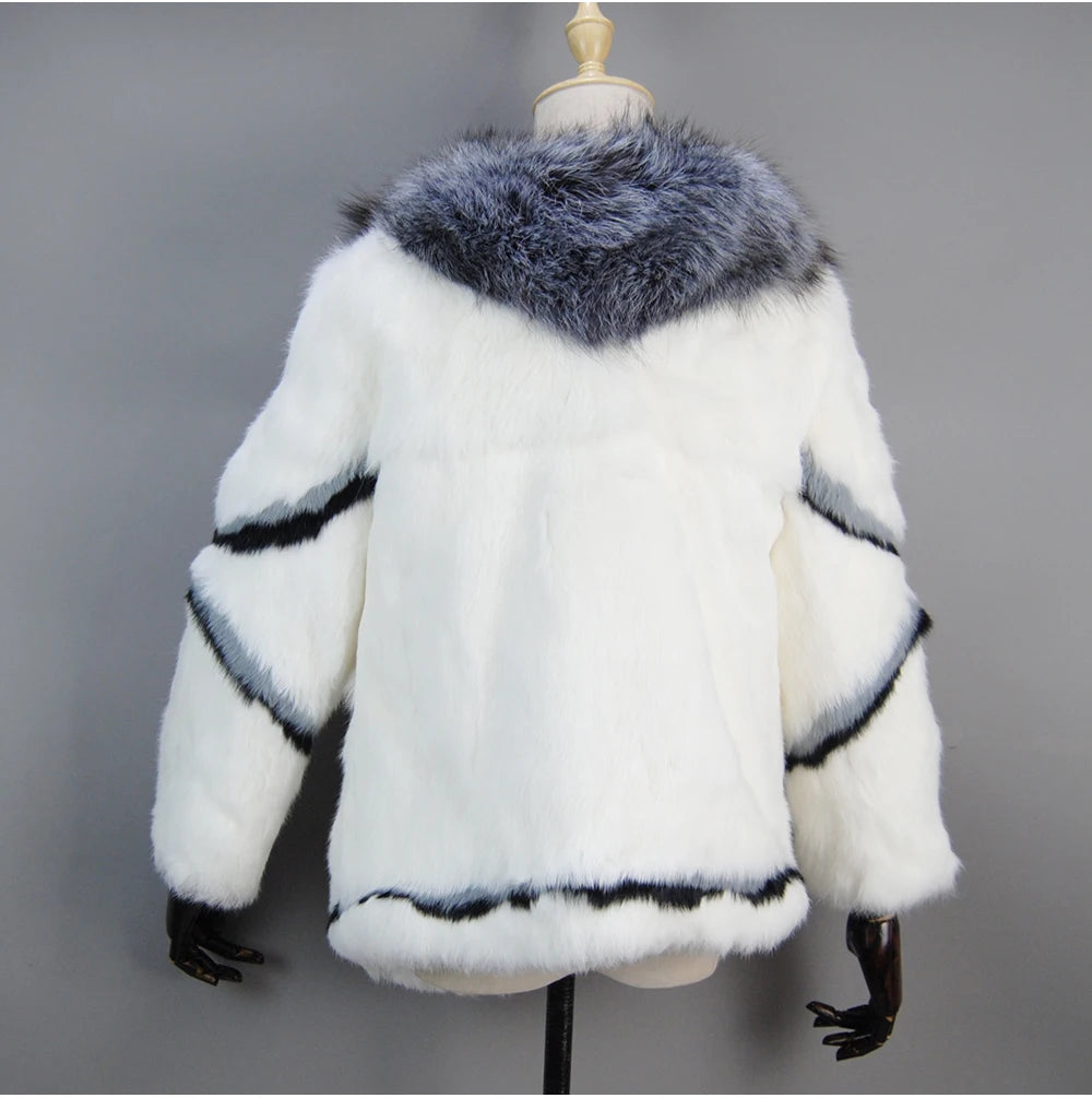 New Arrival Fashion Women Winter Full Pelt Rabbit Fur Coat in USA