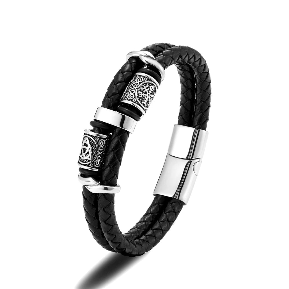 Punk Men Vikings Style Genuine Leather Bracelet Braided in USA