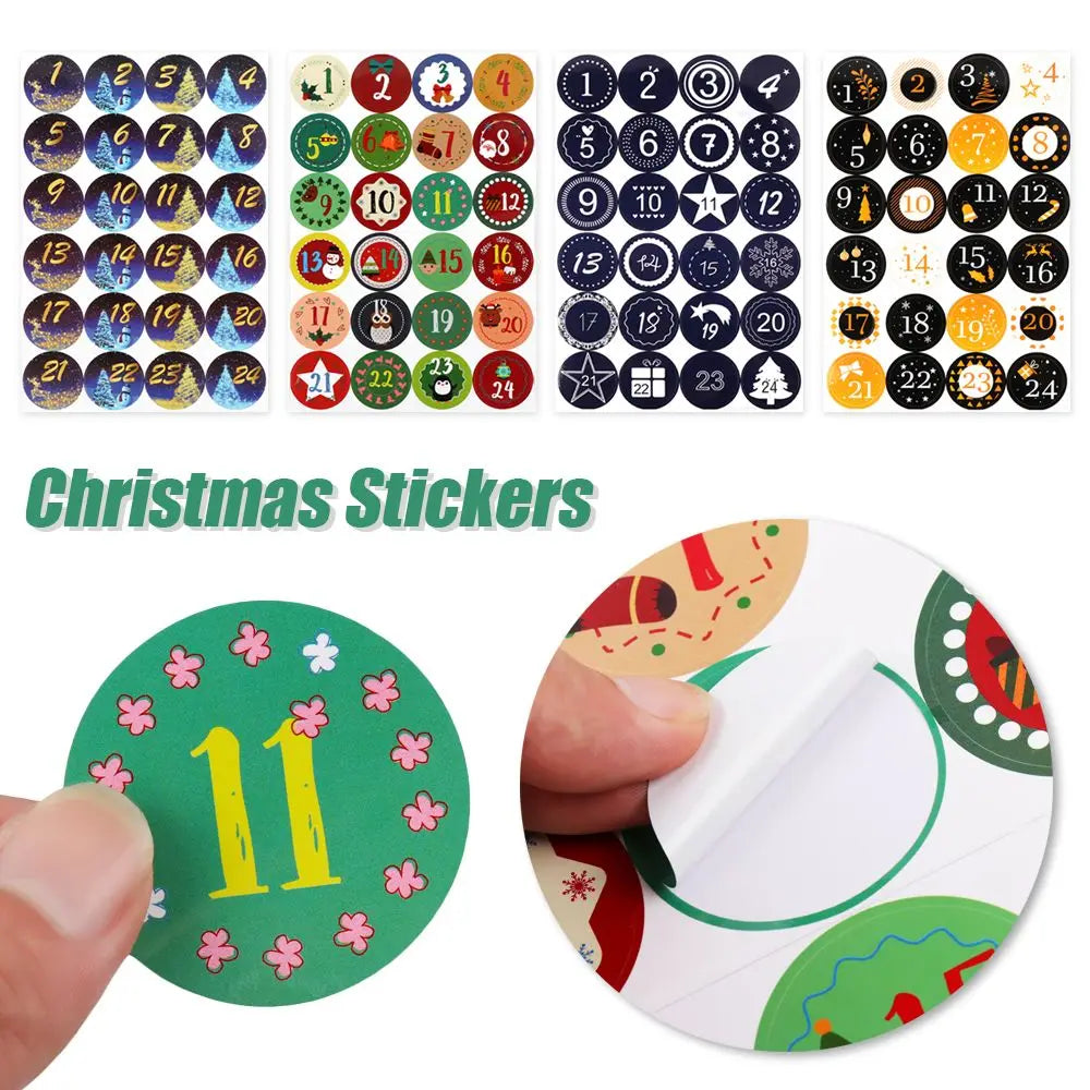 Christmas Gift Stickers Advent Calendar Number Paper