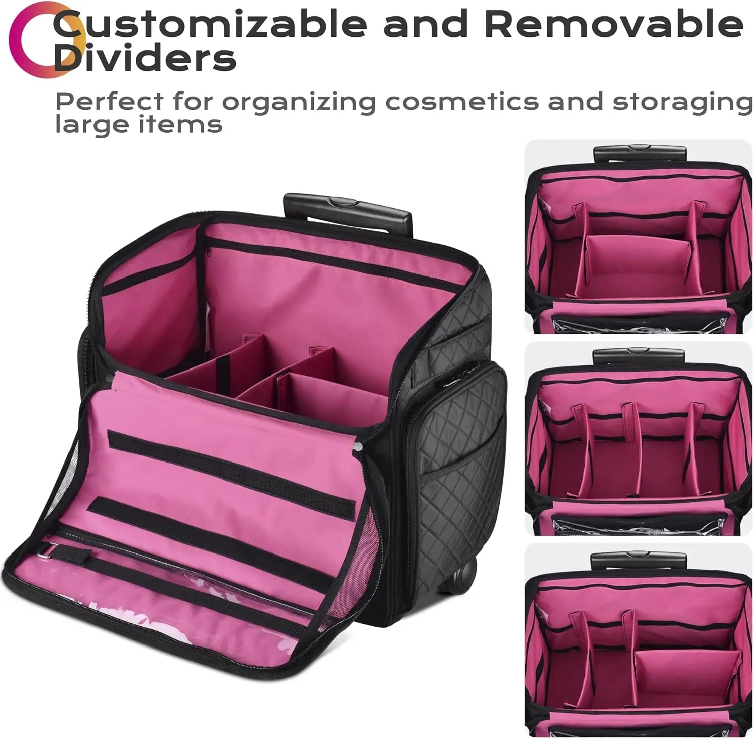 Rolling Makeup Train Case Hairstylist Traveling Bag in USA