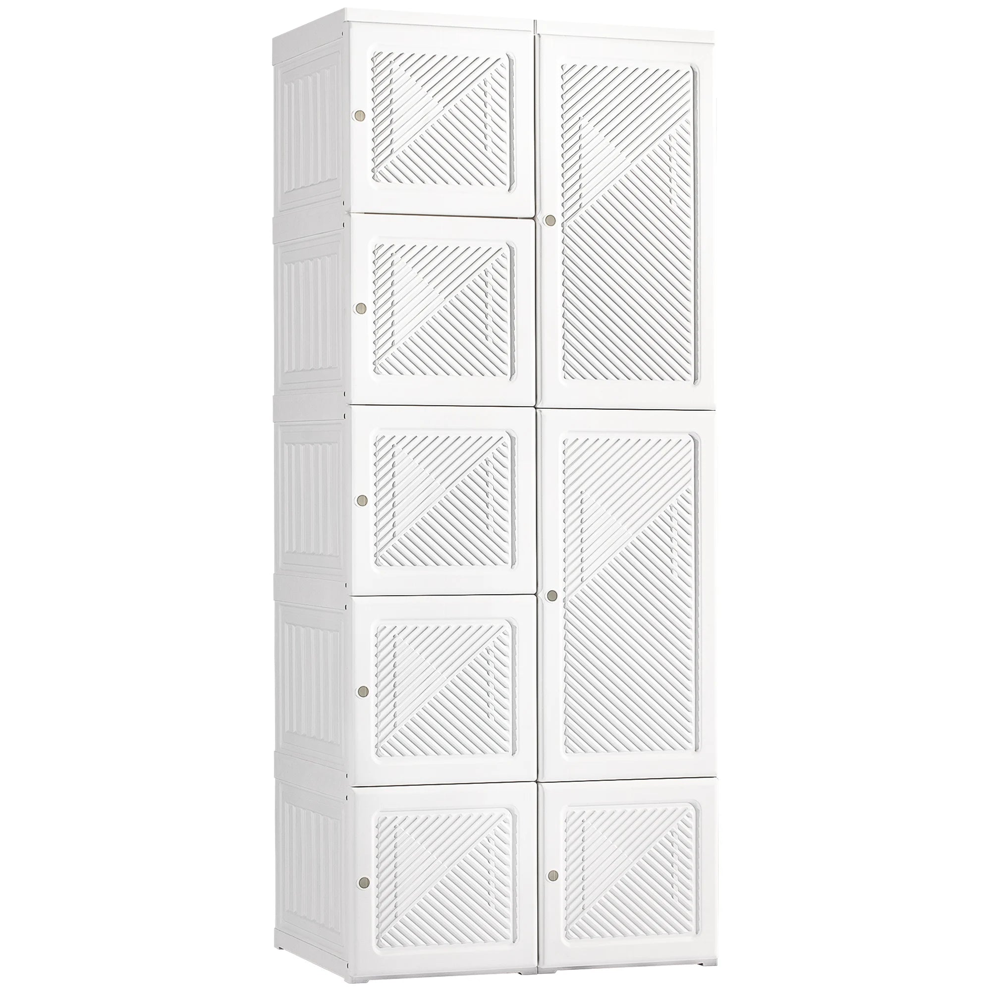 Portable Wardrobe Closet with Cube Compartments White IN USA.