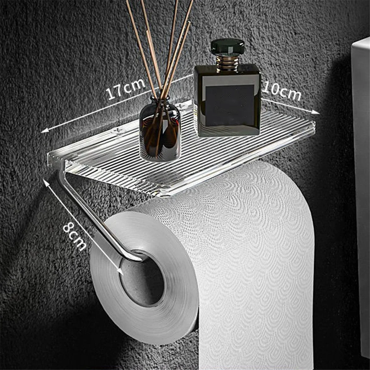 Toilet Paper Holder Wall Mounted Tissue Holder No-Punch Roll