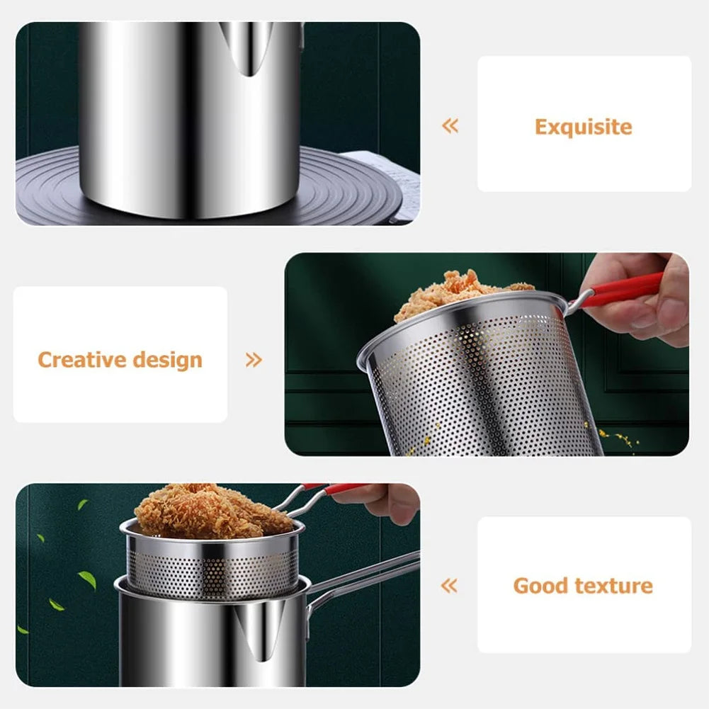 Deep Frying Pot with Strainer & Food Tongs Stainless in USA.