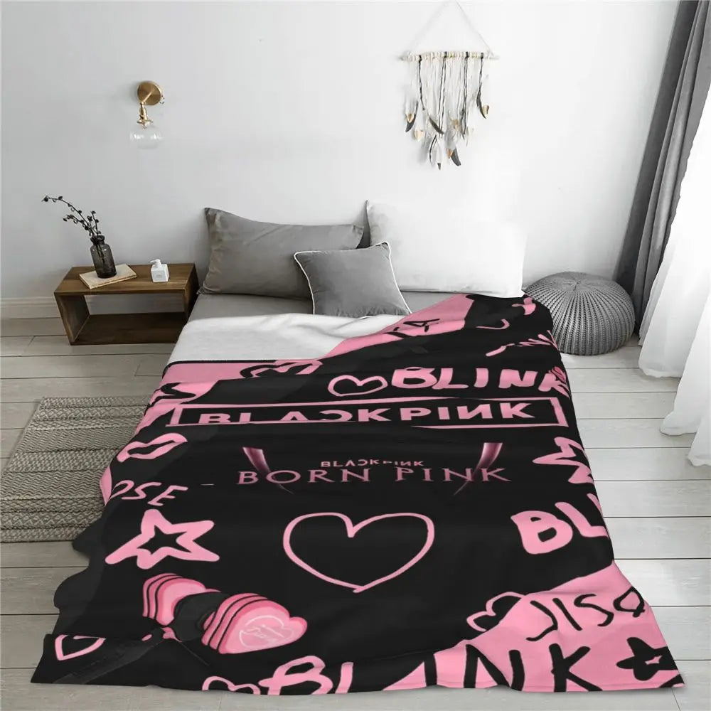 Music Idol Black-Pinks Girl Blankets Flannel All Season in USA