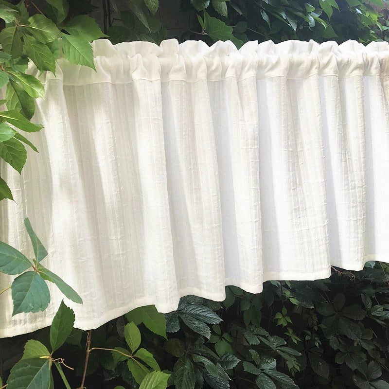 White Kitchen Sheer Valance Curtains Voile Sheer Cafe Window Curtain in USA