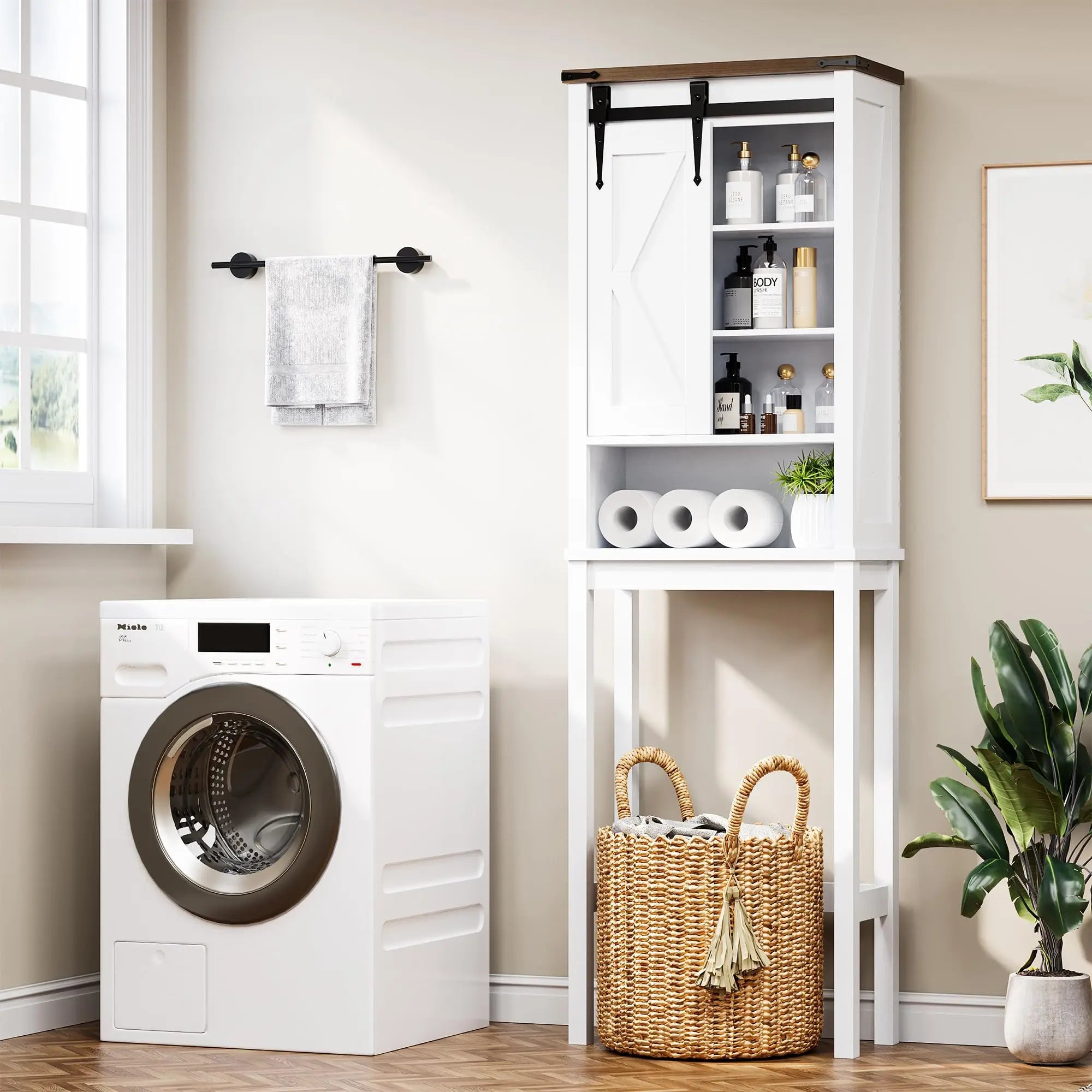 Toilet Storage Cabinet with Adjustable Shelf and Door