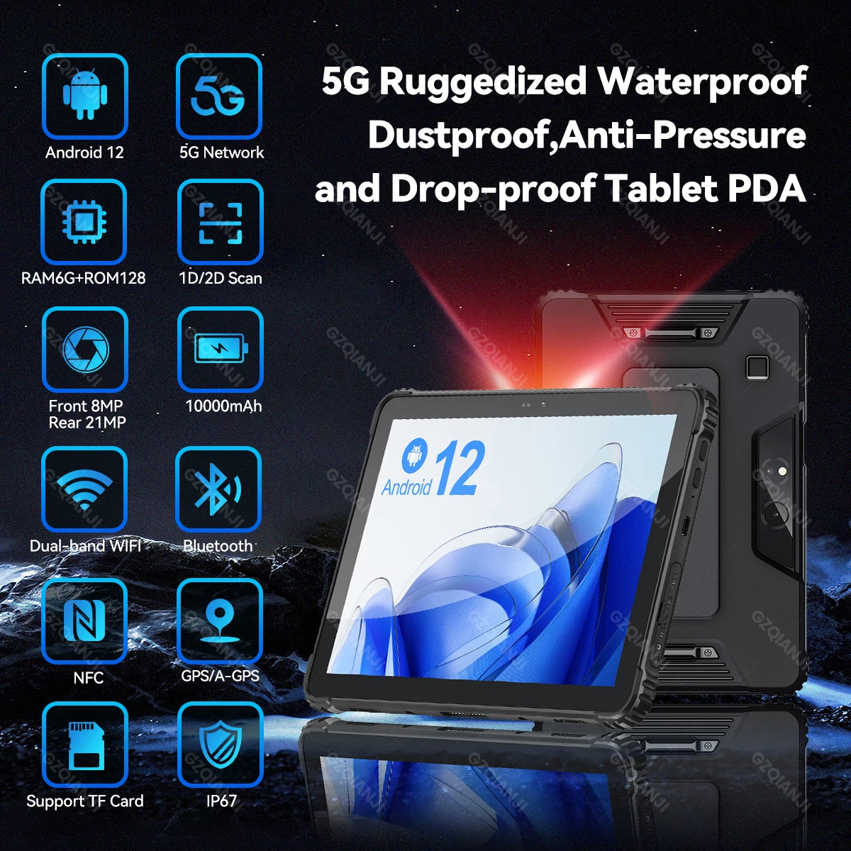 5G Industrial Android 12 Tablet Rugged PDA Triple Defence in USA.