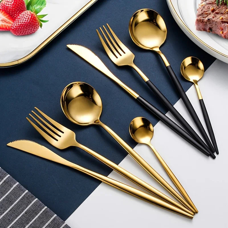 Matte Silver Set Stainless Steel Tableware Set Perfect in USA