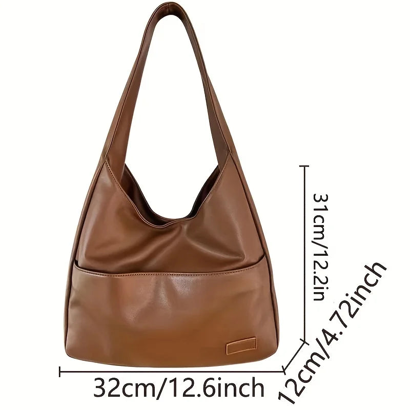 Women Hobo Bag Simple PU Leather Solid Shoulder Bag in USA