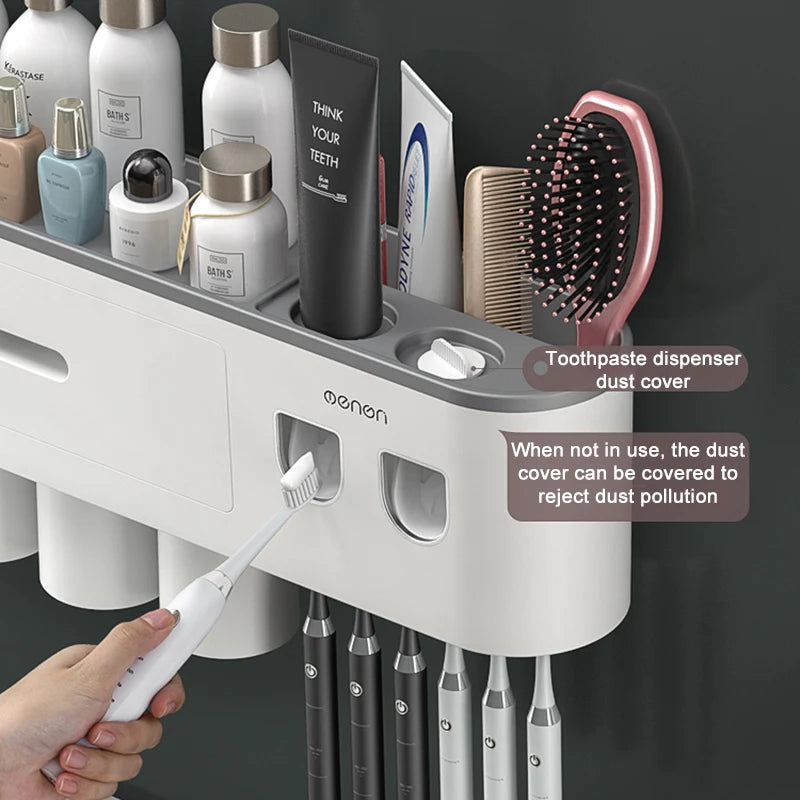 IZEFS Magnetic Adsorption Inverted Toothbrush Holder Double