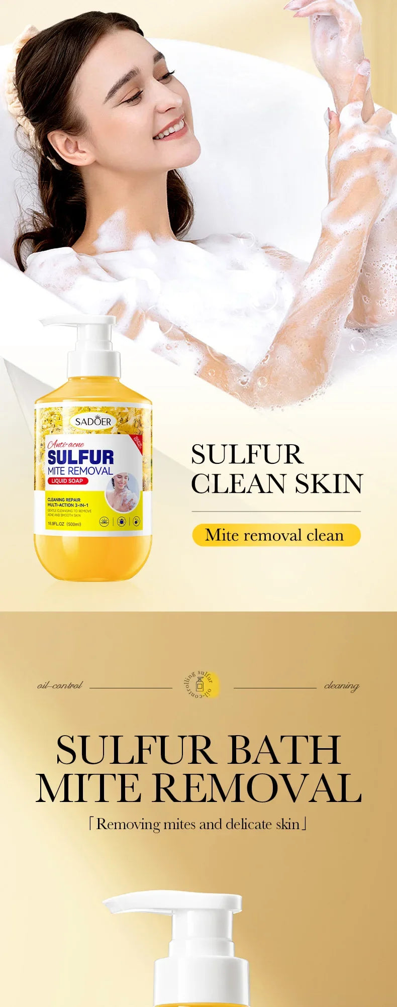 Deep Cleansing Sulfur Mite Removal Body Wash in USA