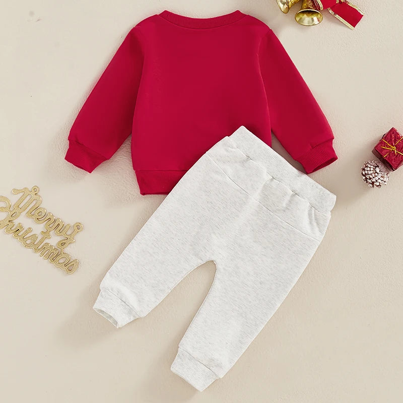 Kids Christmas Outfit Set Long Sleeve Letter Print Sweatshirt in USA