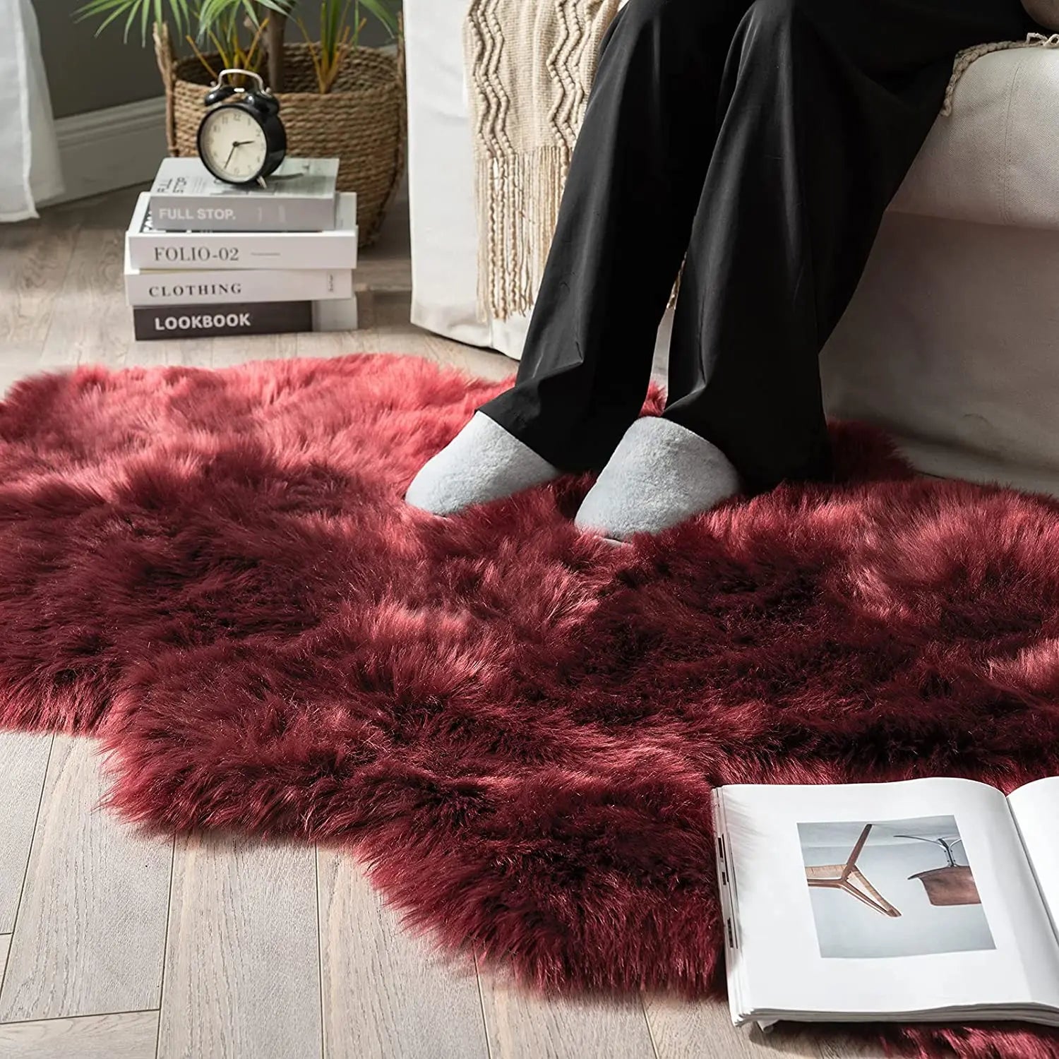 Soft Sheepskin Bedroom Carpet Imitation Wool Pad Long Hair