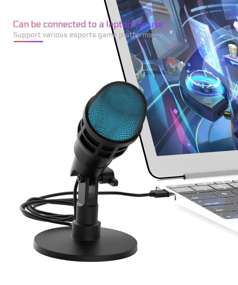 USB Condenser Microphone With RGB, Microphone For Podcasting in USA.