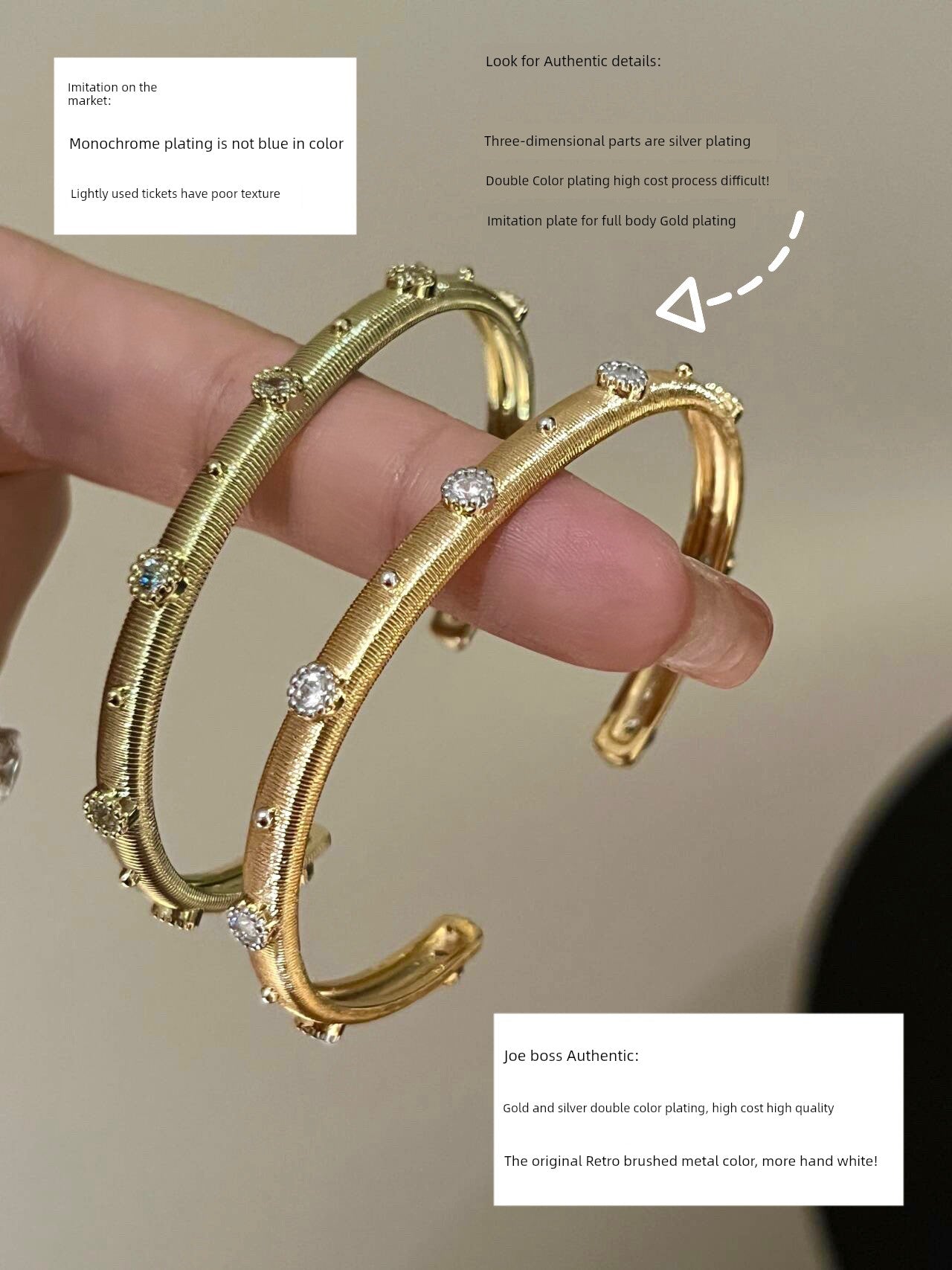 Joy Woven Gold Advanced Texture Rhinestone Retro Bracelet in USA.