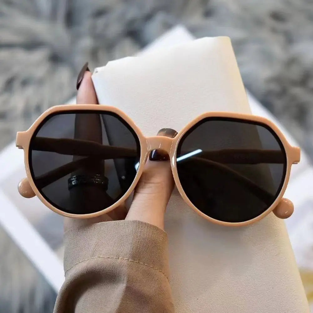 Fashion Jelly Women's Sunglasses Unique Beige Round in USA