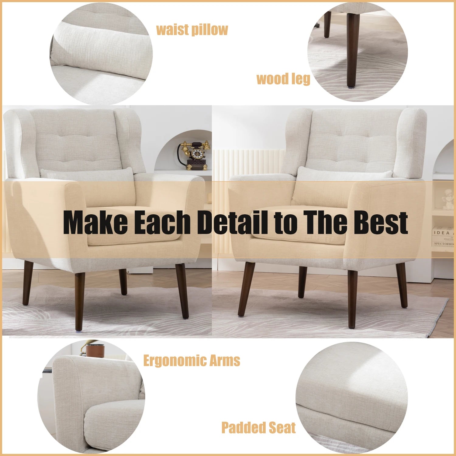 Modern Accent Chair,Chenille Arm Chair Living Room,in USA.