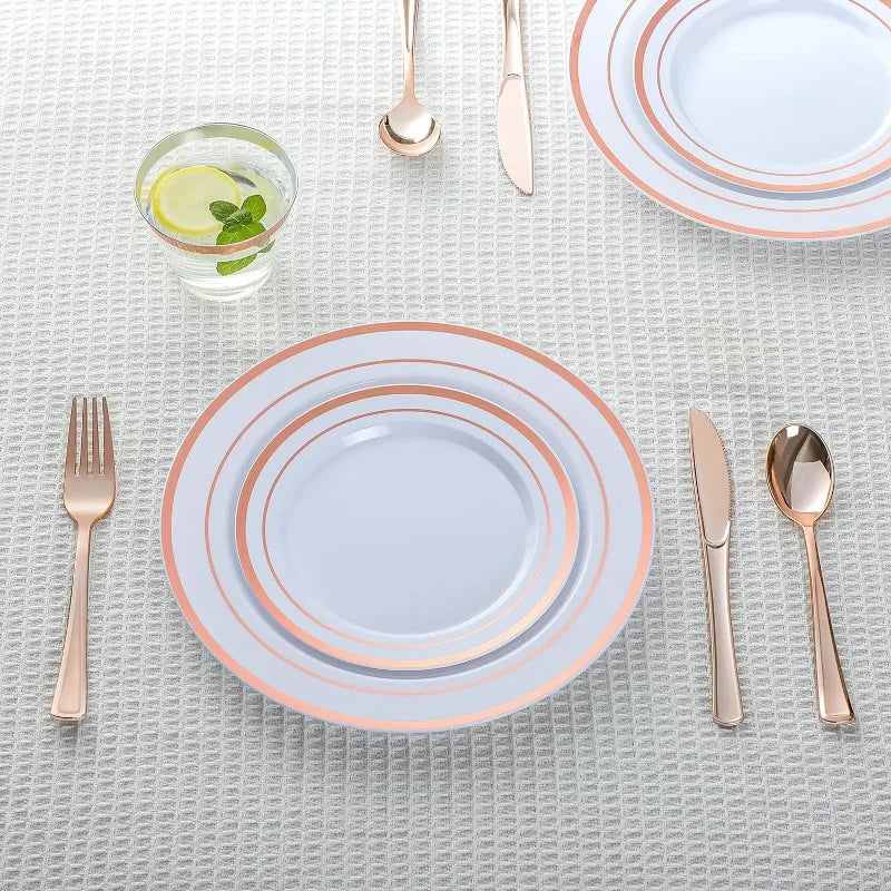 Plastic Dinnerware Set 100 Guests, Disposable Plastic Plate