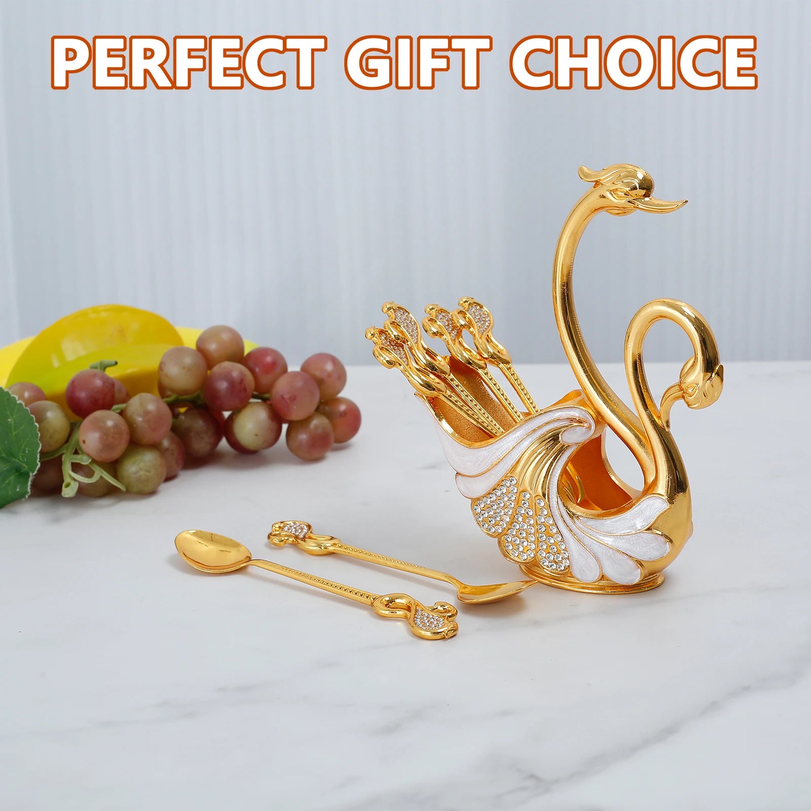 Spoon Set Elegant Coffee Spoon Zinc Alloy Swan Base in USA