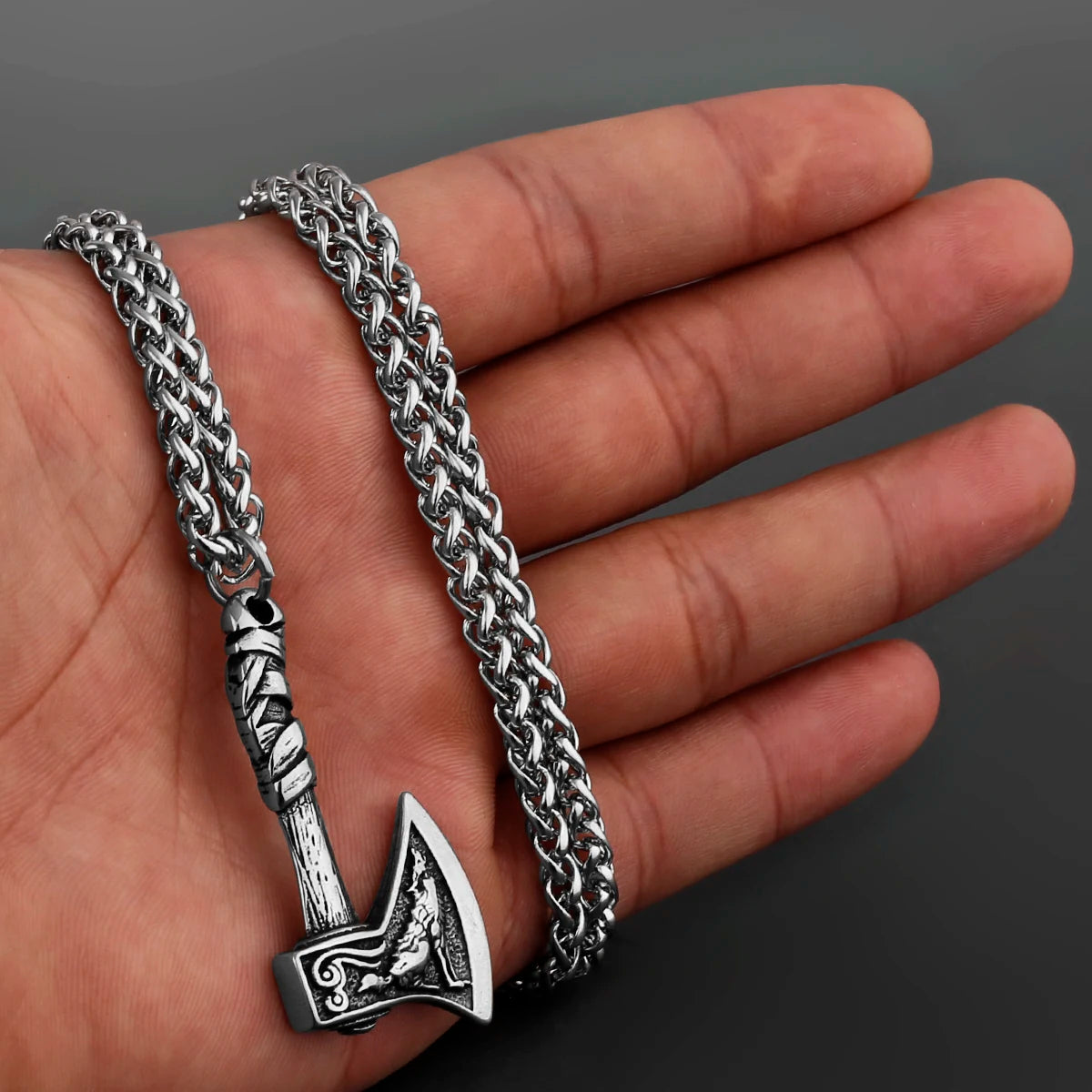 Stainless Steel Viking Axe Pendant Necklace Men's Celtic Valknut in USA