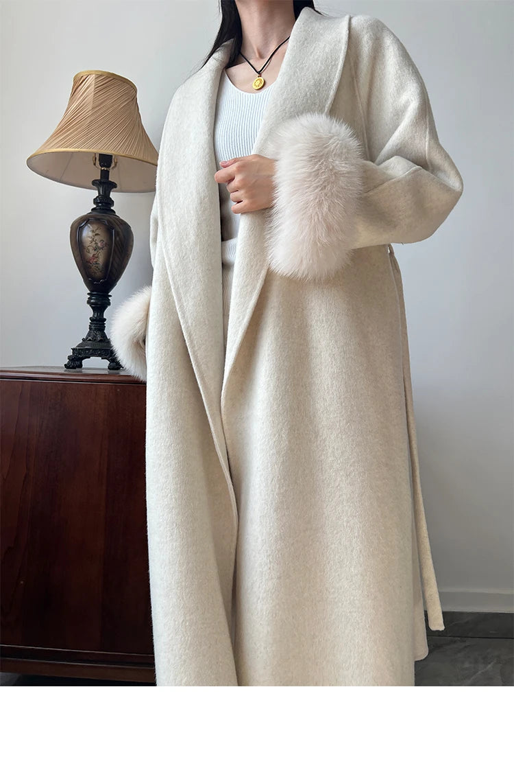 Lady Fox Fur High-Grade Cashmere Jackets Autumn Winter in USA.