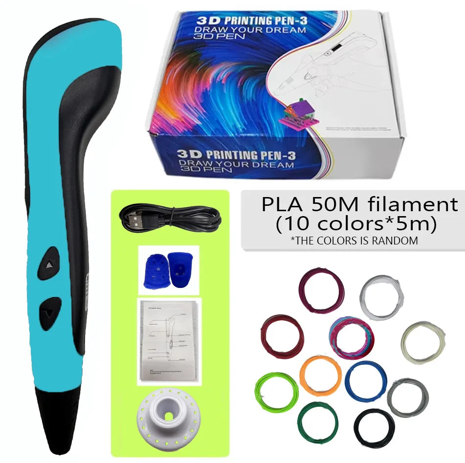 Printing Pen Set Kids Power Supply Pla Filament Travel Case in USA