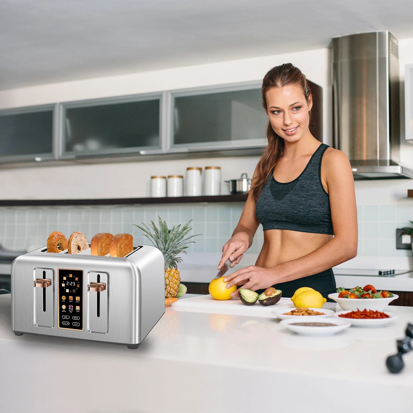 Toaster Slice,Stainless,LCD Display & Touch Buttons IN USA.