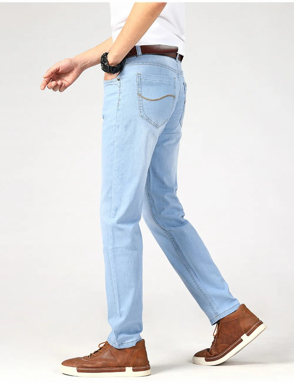 Wthinlee Spring Summer Business Jeans Men Light Blue in USA