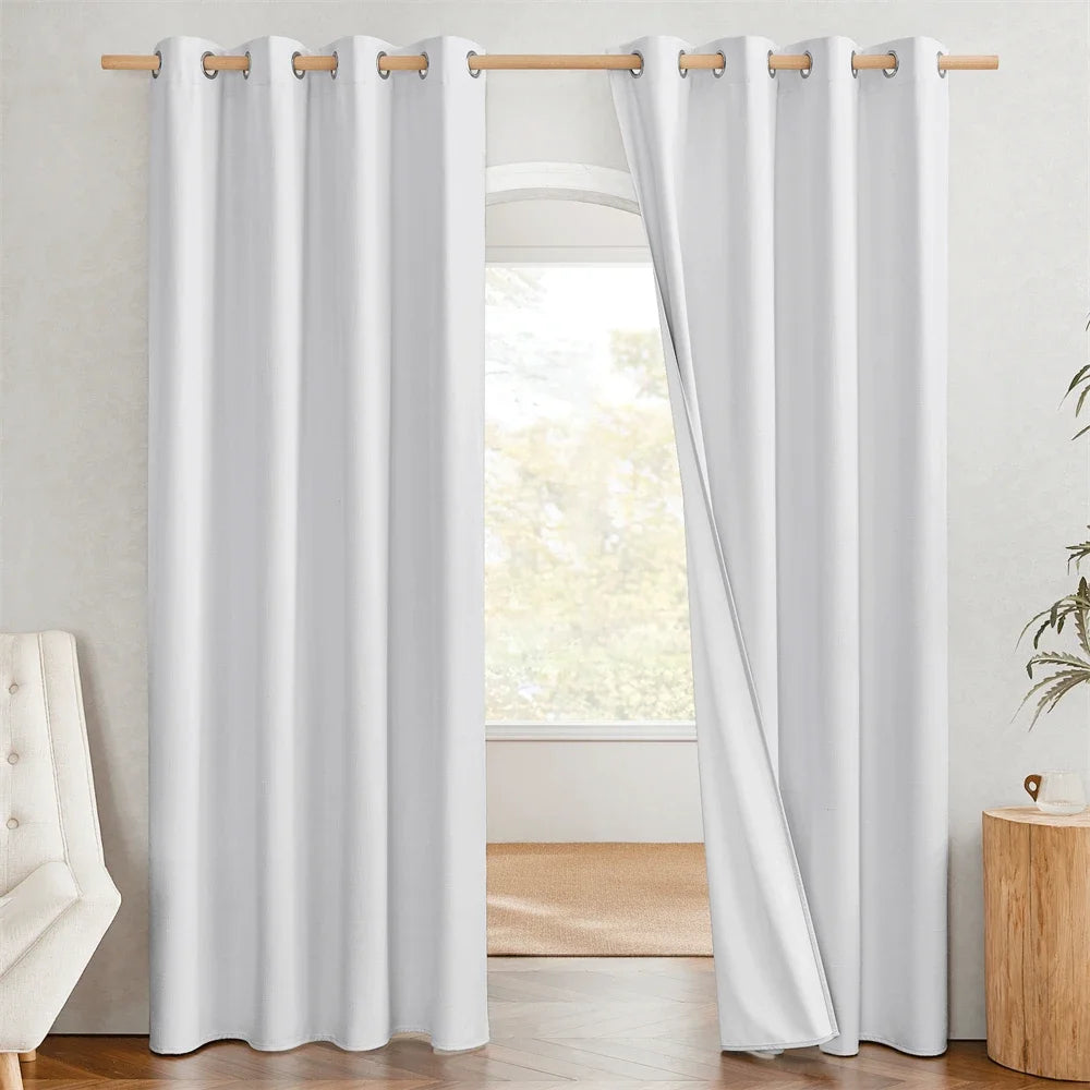 RYB HOME Blackout Curtain Panels Thermal Insulated White Thermal in USA