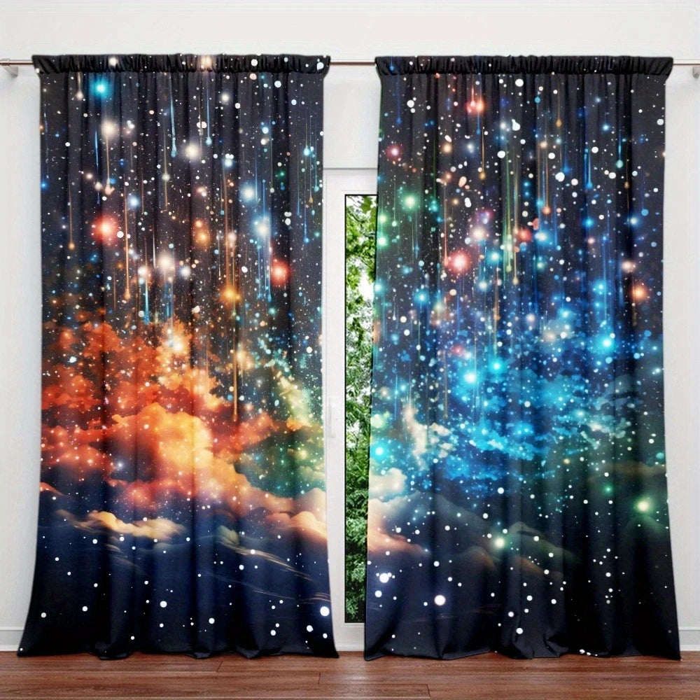 Colorful Galaxy Curtain for Home Decor - Rod Pocket Window in USA