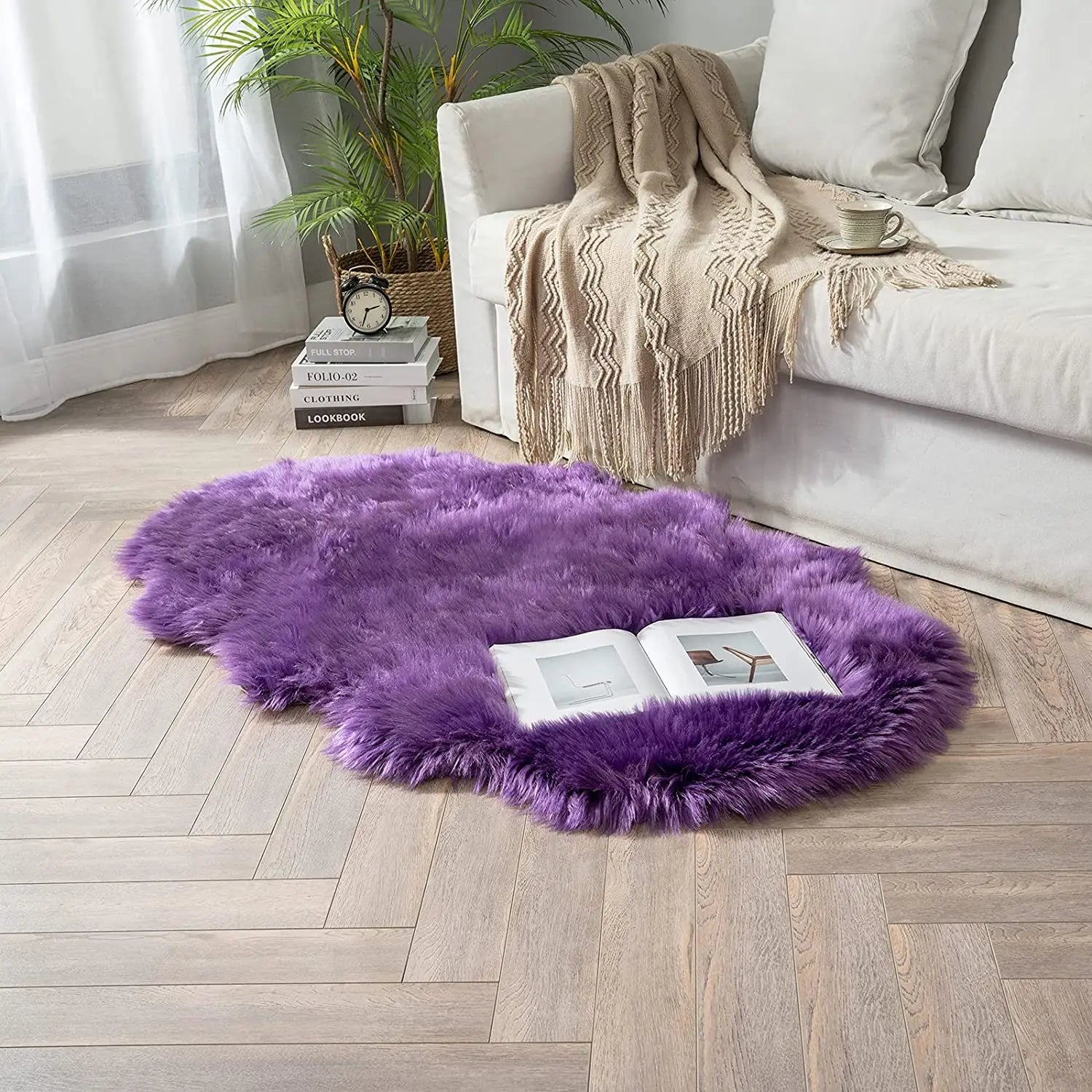 Soft Sheepskin Bedroom Carpet Imitation Wool Pad Long Hair