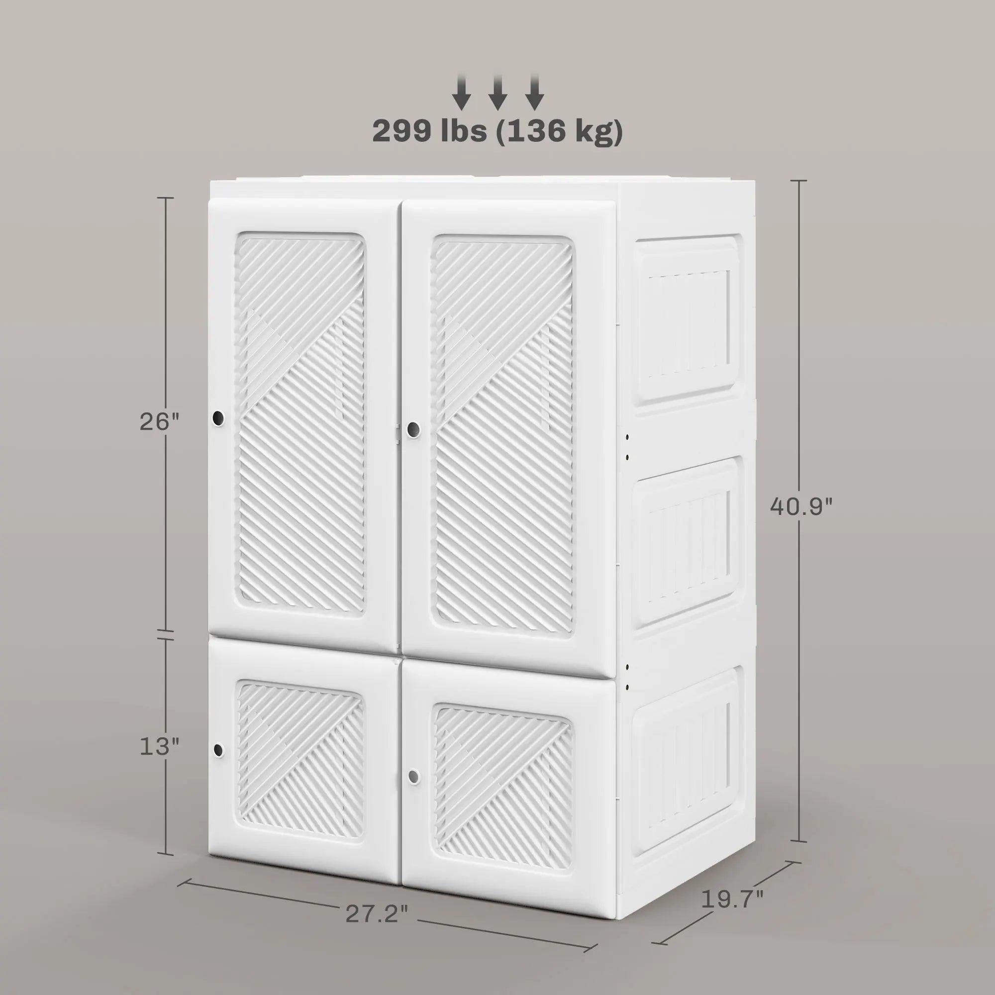 Portable Wardrobe Closet with Cube Compartments White IN USA.